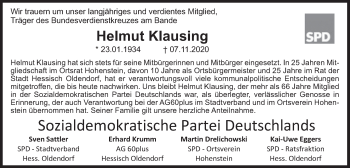 Traueranzeige von Helmut Klausing von Deister- und Weserzeitung