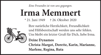 Traueranzeige von Irma Memmert von Neue Deister-Zeitung