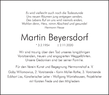 Traueranzeige von Martin Beyersdorf von Neue Deister-Zeitung
