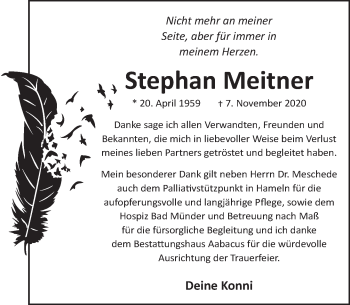 Traueranzeige von Stephan Meitner von Deister- und Weserzeitung