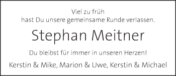 Traueranzeige von Stephan Meitner von Neue Deister-Zeitung