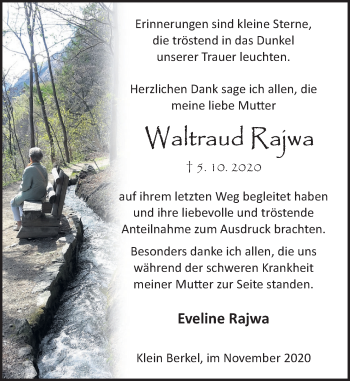 Traueranzeige von Waltraud Rajwa von Deister- und Weserzeitung