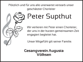 Traueranzeige von Peter Supthut von Neue Deister-Zeitung