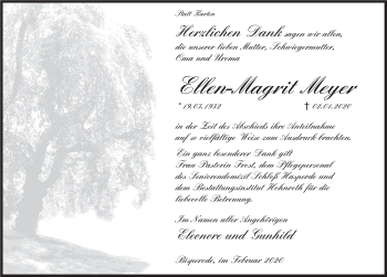 Traueranzeige von Ellen-Magrit Meyer von Deister- und Weserzeitung