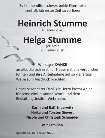 Traueranzeige von Heinrich Stumme von Neue Deister-Zeitung