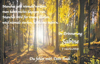 Traueranzeige von Sabine  von Deister- und Weserzeitung