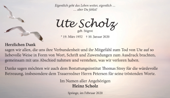 Traueranzeige von Ute Scholz 