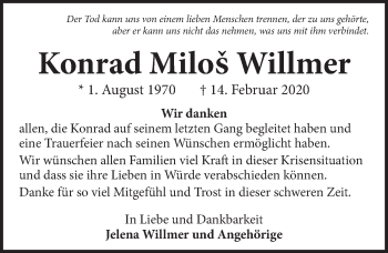 Traueranzeige von Konrad MiloŠ Willmer von Neue Deister-Zeitung