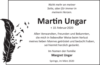 Traueranzeige von Martin Ungar 
