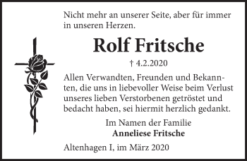 Traueranzeige von Rolf Fritsche 