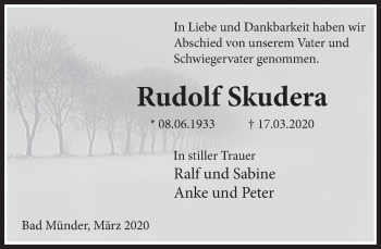 Traueranzeige von Rudolf Skudera von Neue Deister-Zeitung