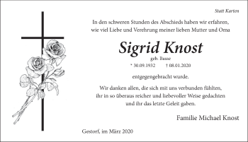 Traueranzeige von Sigrid Knost 