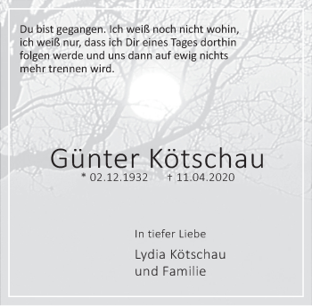 Traueranzeige von Günter Kötschau von Deister- und Weserzeitung