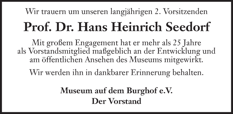  Traueranzeige für Hans Heinrich Seedorf vom 18.04.2020 aus Neue Deister-Zeitung
