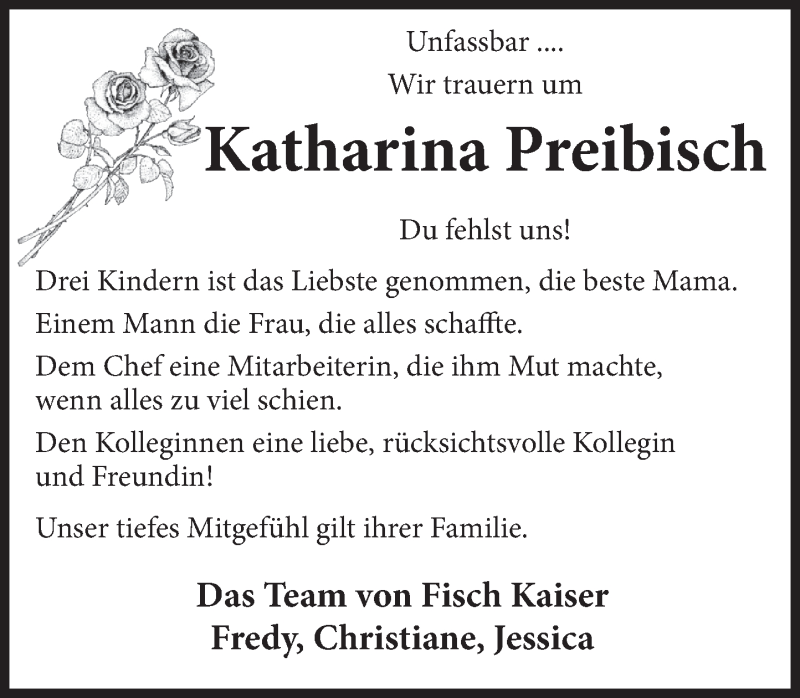  Traueranzeige für Katharina Preibisch vom 16.04.2020 aus Deister- und Weserzeitung
