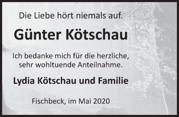 Traueranzeige von Günter Kötschau von Deister- und Weserzeitung