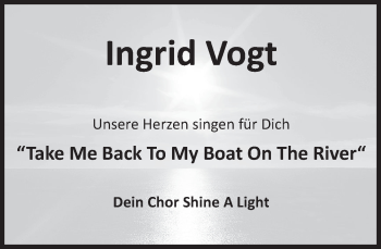 Traueranzeige von Ingrid Vogt von Deister- und Weserzeitung