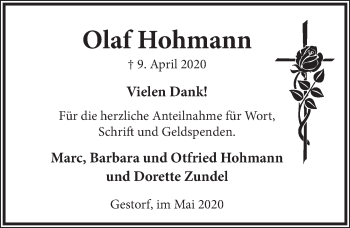 Traueranzeige von Olaf Hohmann von Neue Deister-Zeitung
