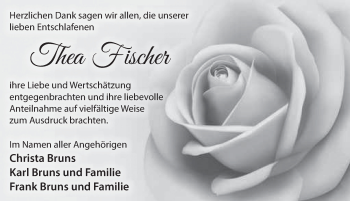 Traueranzeige von Thea Fischer von Neue Deister-Zeitung