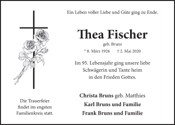 Traueranzeige von Thea Fischer von Neue Deister-Zeitung