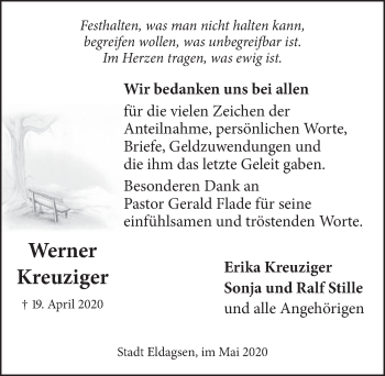 Traueranzeige von Werner Kreuziger von Neue Deister-Zeitung