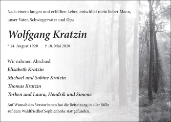 Traueranzeige von Wolfgang Kratzin von Neue Deister-Zeitung