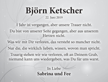 Traueranzeige von Björn Ketscher von Neue Deister-Zeitung