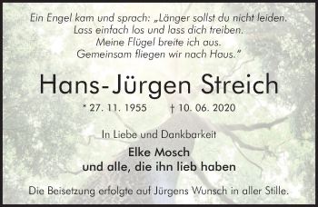 Traueranzeige von Hans-Jürgen Streich von Neue Deister-Zeitung