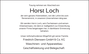 Traueranzeige von Horst Loch von Neue Deister-Zeitung