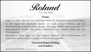 Traueranzeige von Roland  von Neue Deister-Zeitung