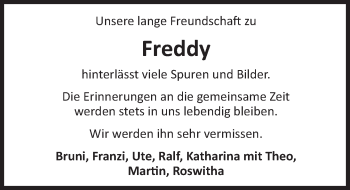 Traueranzeige von Freddy  von Deister- und Weserzeitung