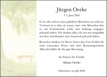 Traueranzeige von Jürgen Oerke von Deister- und Weserzeitung