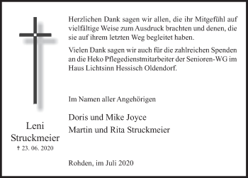 Traueranzeige von Leni Struckmeier von Deister- und Weserzeitung