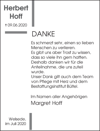 Traueranzeige von Margret Hoff von Deister- und Weserzeitung