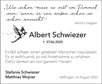 Traueranzeige von Albert Schwiezer von Deister- und Weserzeitung