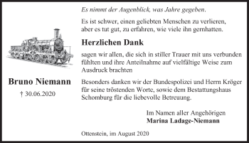 Traueranzeige von Bruno Niemann von Deister- und Weserzeitung