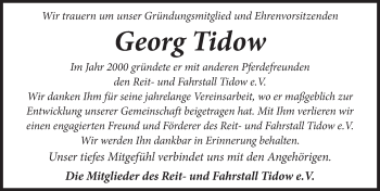 Traueranzeige von Georg Tidow von Neue Deister-Zeitung
