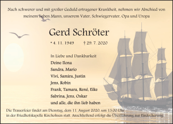 Traueranzeige von Gerd Schröter von Deister- und Weserzeitung