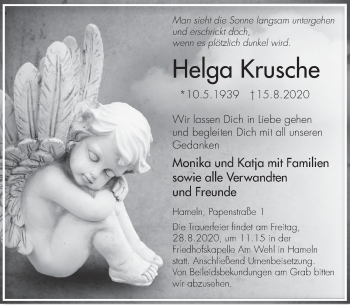 Traueranzeige von Helga Krusche von Deister- und Weserzeitung