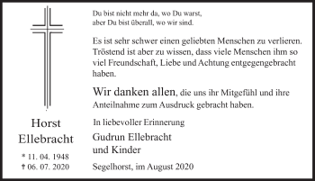 Traueranzeige von Horst Ellebracht von Deister- und Weserzeitung