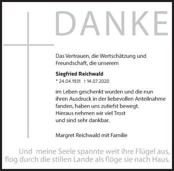 Traueranzeige von Siegfried Reichwald von Neue Deister-Zeitung