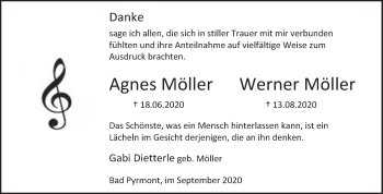 Traueranzeige von Agnes Möller von Deister- und Weserzeitung