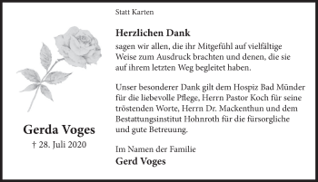 Traueranzeige von Gerda Voges von Deister- und Weserzeitung