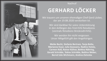 Traueranzeige von Gerhard Löcker von Deister- und Weserzeitung