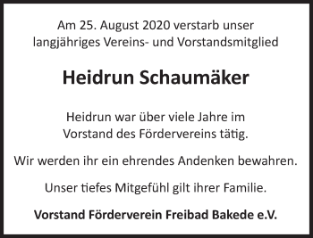 Traueranzeige von Heidrun Schaumäker von Neue Deister-Zeitung