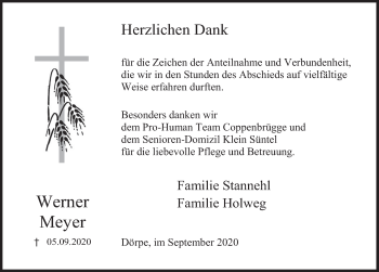 Traueranzeige von Werner Meyer von Deister- und Weserzeitung