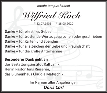 Traueranzeige von Wilfried Koch von Neue Deister-Zeitung