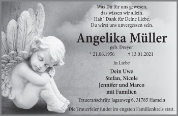 Traueranzeige von Angelika Müller von Deister- und Weserzeitung
