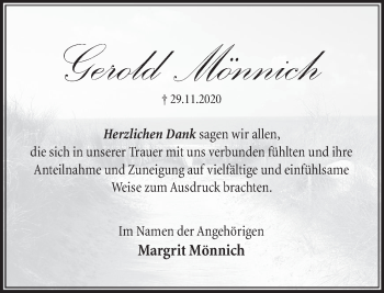 Traueranzeige von Gerold Mönnich von Neue Deister-Zeitung