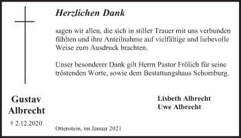 Traueranzeige von Gustav Albrecht von Deister- und Weserzeitung